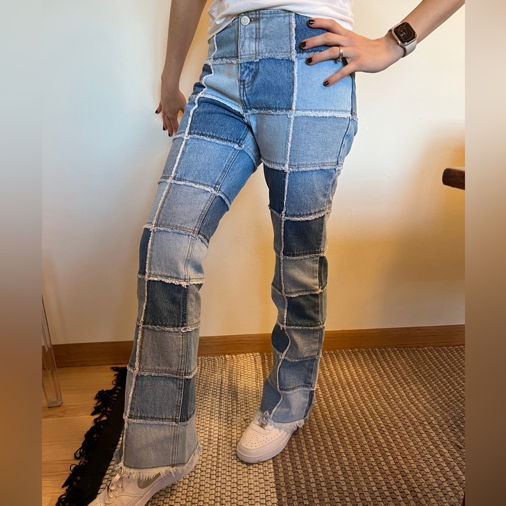 Vintage 90’s/Y2K 100% Cotton Low Rise Patchwork Jeans